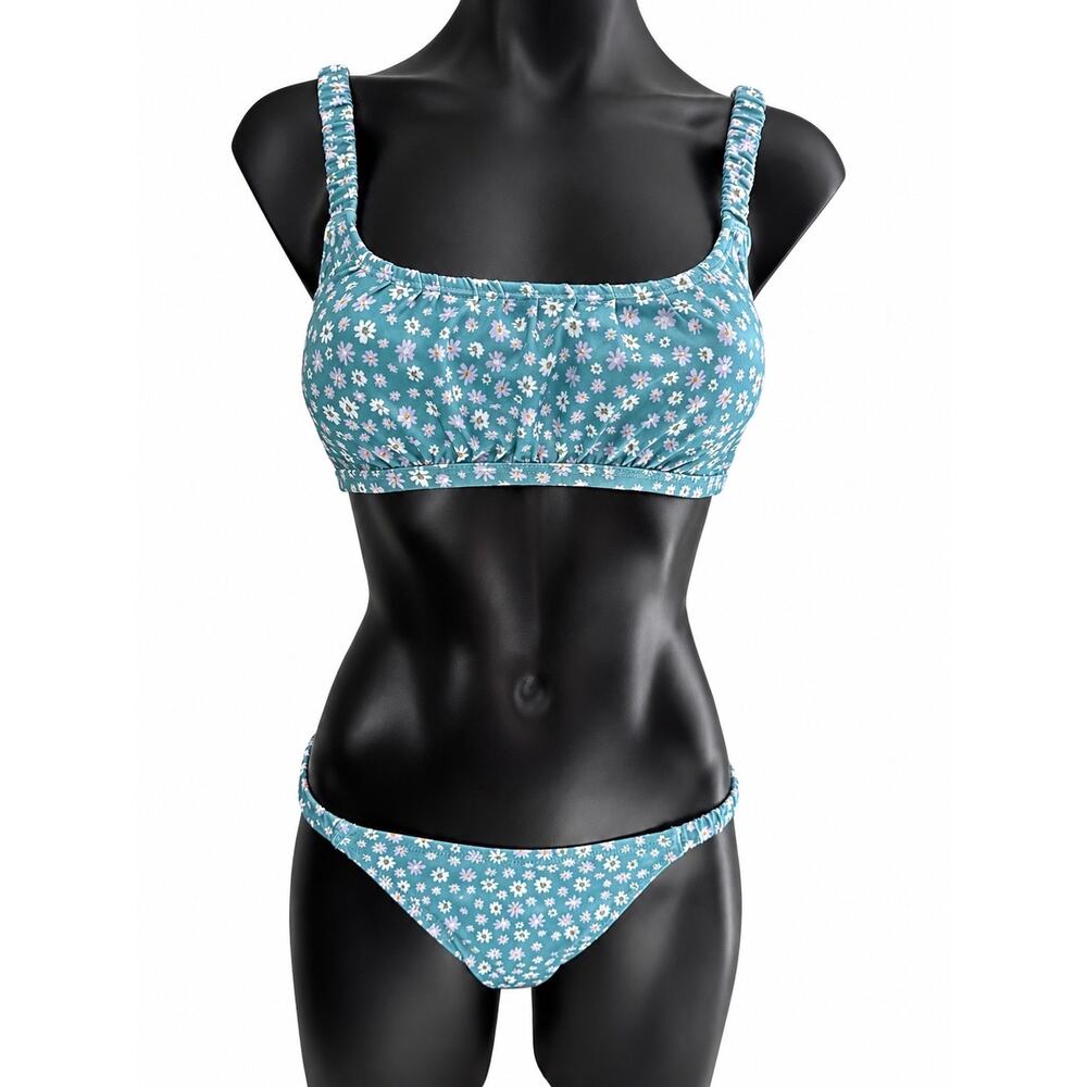 Aeropostale Daisy Bikini Medium Y2K Coastal Cowgirl Cheeky Ruched Floral Swim